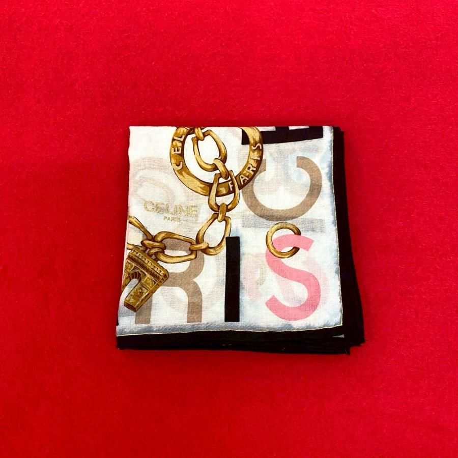 CELINE 極 美品 セリーヌ ヴィンテージ ロゴ チェーン 総柄 コットン  