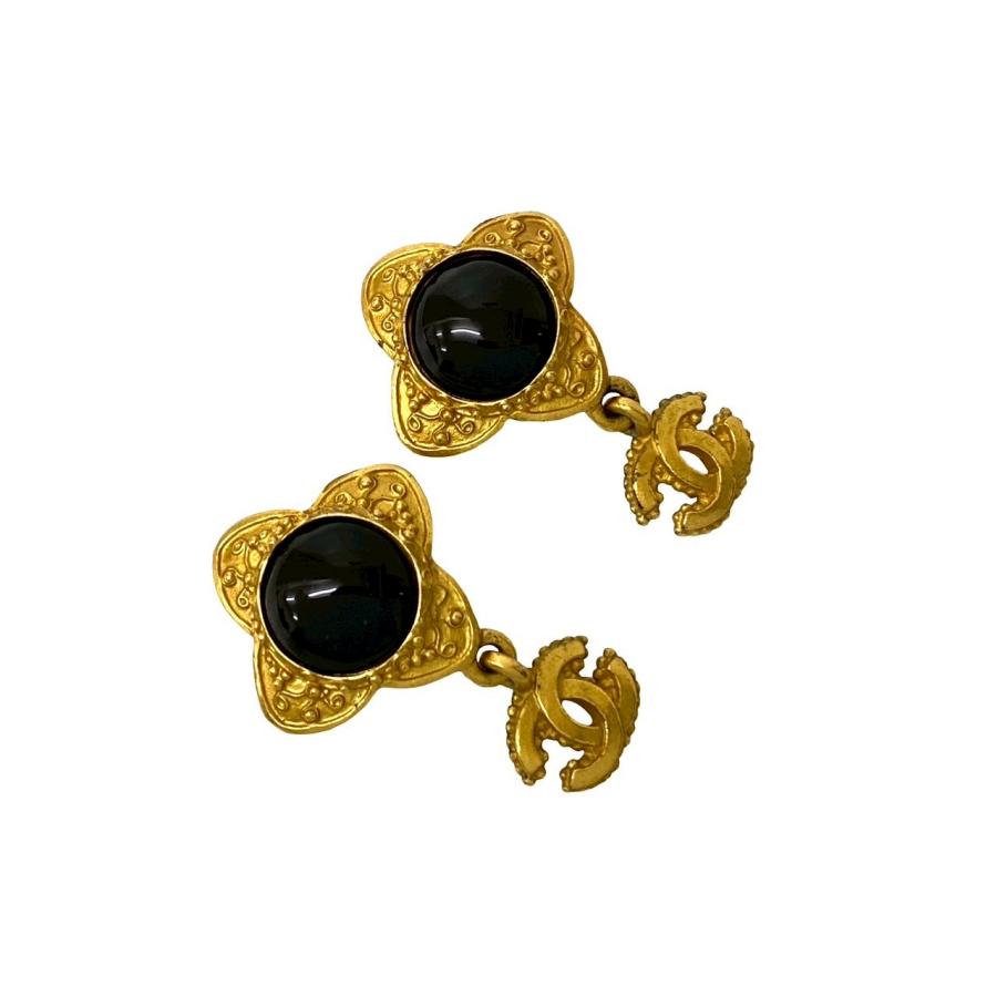 極 美品 箱付き コメ有 96A CHANEL シャネル ヴィンテージ ココマーク フラワー モチーフ イヤリング イヤーカフ ゴールド 155-8の画像