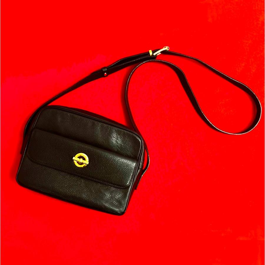 CELINE 極 美品 セリーヌ ヴィンテージ ロゴ 金具 レザー 本革 ミニ 