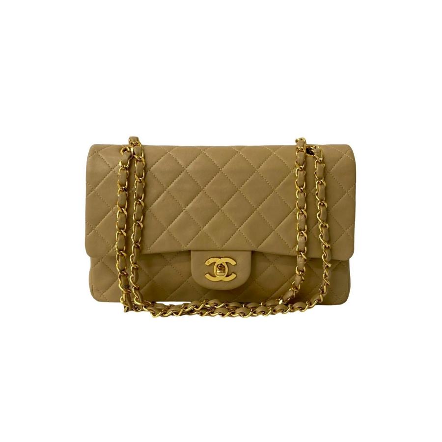 極 美品 袋付 シール有 1番台 CHANEL シャネル マトラッセ ココマーク ラムスキン チェーン ショルダーバッグ ポシェット ベージュ c77-8_1