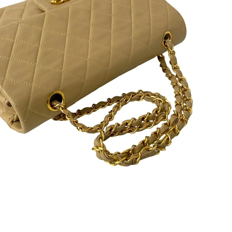 極 美品 袋付 シール有 1番台 CHANEL シャネル マトラッセ ココマーク ラムスキン チェーン ショルダーバッグ ポシェット ベージュ c77-8_4