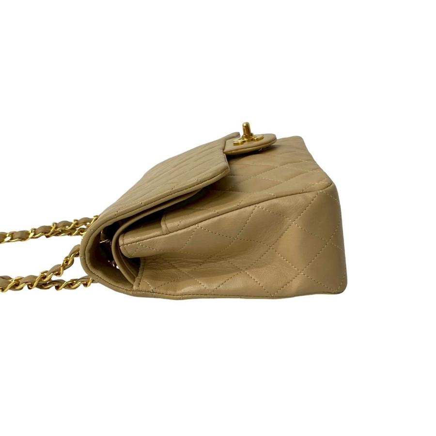 極 美品 袋付 シール有 1番台 CHANEL シャネル マトラッセ ココマーク ラムスキン チェーン ショルダーバッグ ポシェット ベージュ c77-8_5