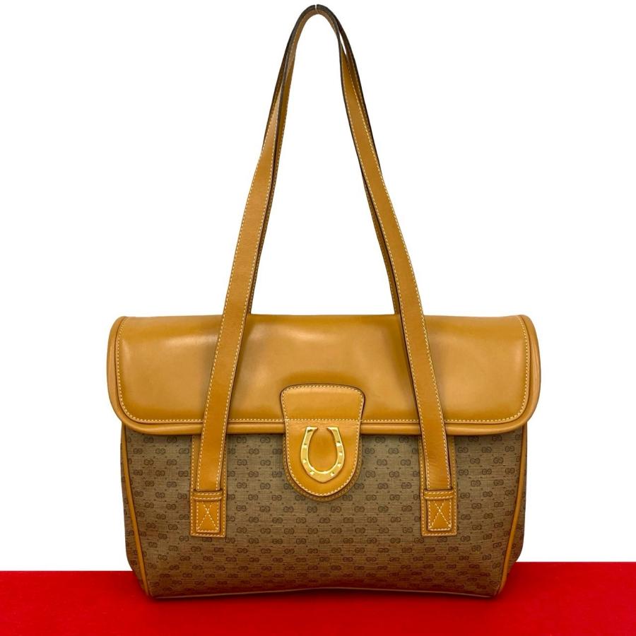【極美品】グッチ　レザー　シマ　GG マイクロGG トートバッグ　ゴールド金具 極美品】グッチ レザー シマ GG マイクロGG トートバッグ ゴールド金具