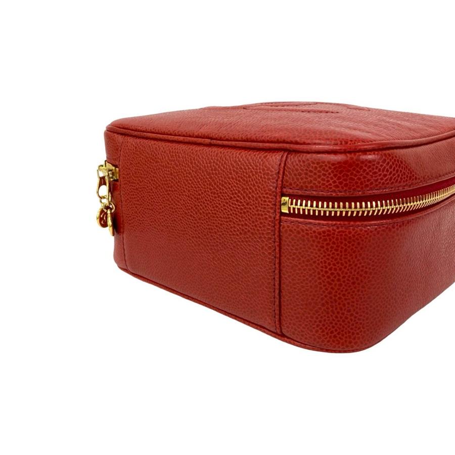 極 美品 袋付 カード シール有 4番台 CHANEL シャネル キャビアスキン 2way ハンドバッグ ショルダーバッグ バニティバッグ レッド d12-8 CHANEL（シャネル） 極 美品 袋付 カード シール有 4番台 キャビア