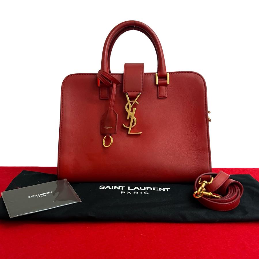 極 美品 袋付き SAINT LAURENT PARIS サンローランパリ ベイビーカバス YSL ロゴ 金具 レザー 2way ハンドバッグ ショルダーバッグ 378-2 Yves Saint Laurent（イヴ・サンローラン） 極 美品 袋付き SAINT