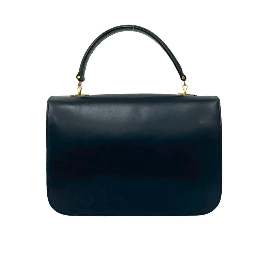 【ヴィンテージ】◇セリーヌ◇ サークルロゴ / ネイビー レザー / 2way CELINE（セリーヌ） 極 美品 ヴィンテージ サークル ロゴ 馬車 金具