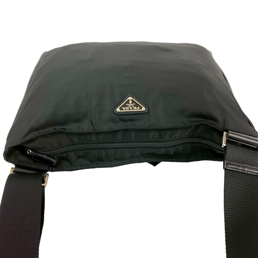 美品✨PRADA ショルダーバッグ ポシェット ナイロン レザー 三角ロゴ 黒 PRADA 極 美品 プラダ 三角ロゴ 金具 テスートナイロン