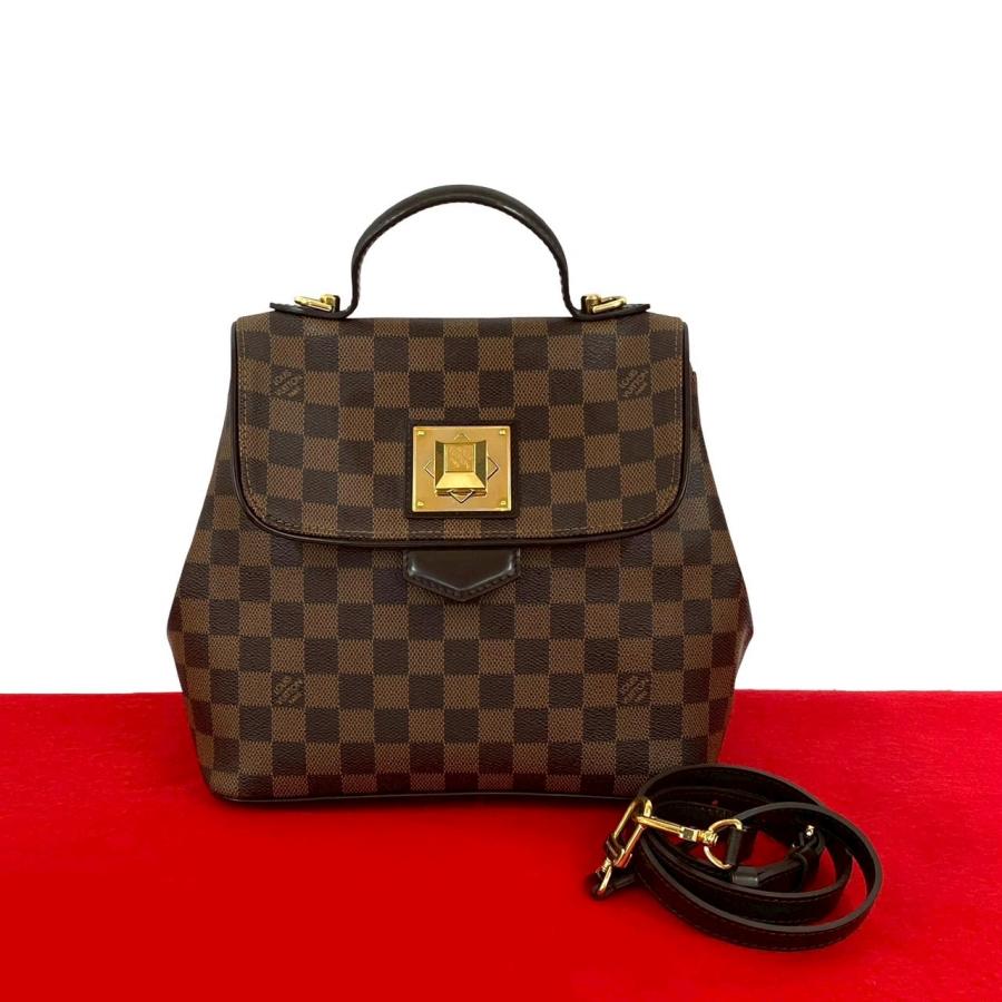 極 美品 LOUIS VUITTON ルイヴィトン ベルガモ PM ダミエ レザー 本革 2way ハンドバッグ トートバッグ ショルダーバッグ ブラウン e12-1 LOUIS VUITTON（ルイ・ヴィトン） 極 美品 ベルガモ PM ダミエ レザー