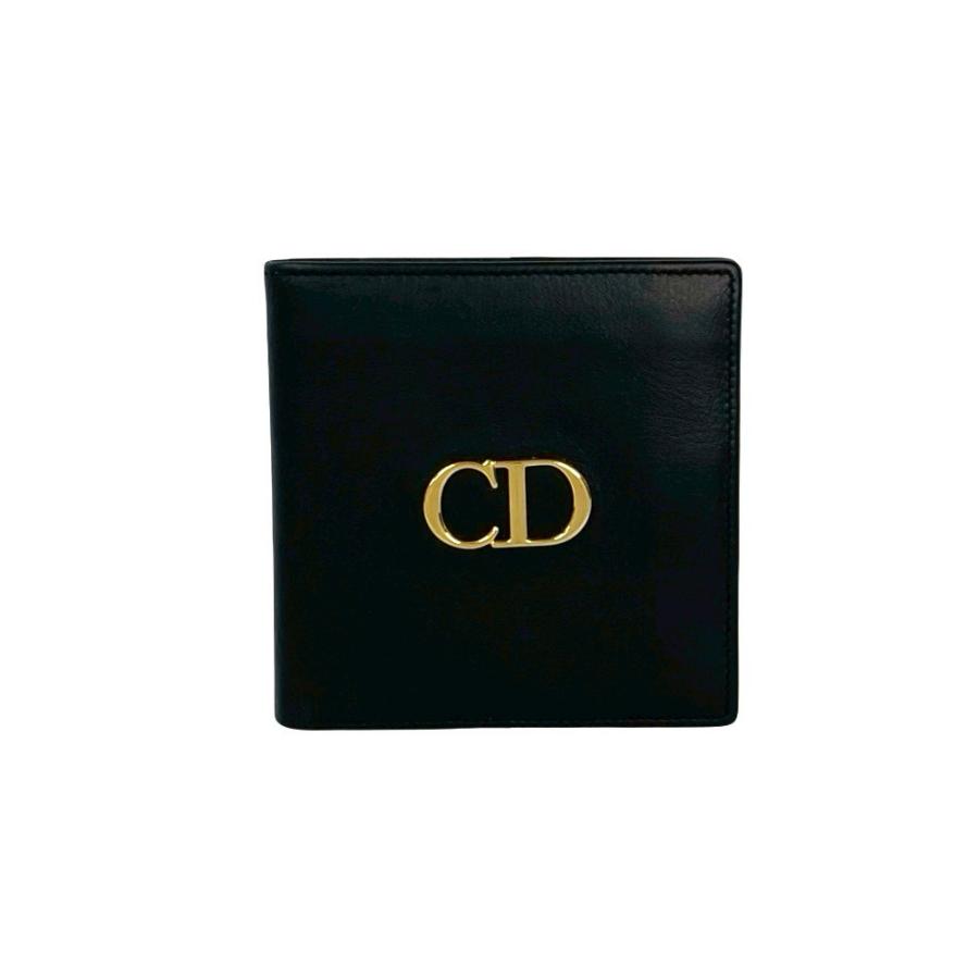 【✨美品✨】 ディオール CDロゴ 二つ折り マネークリップ レザー ブラック 極 美品 Christian Dior クリスチャンディオール CD ロゴ 金具 レザー