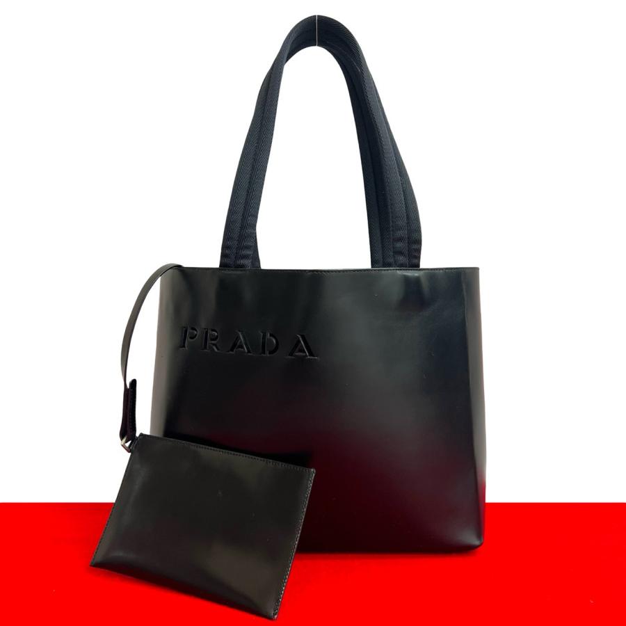 PRADA プラダ ハンドバッグ トートバッグ エンボスロゴ ブラックDMK専用 org.jpg