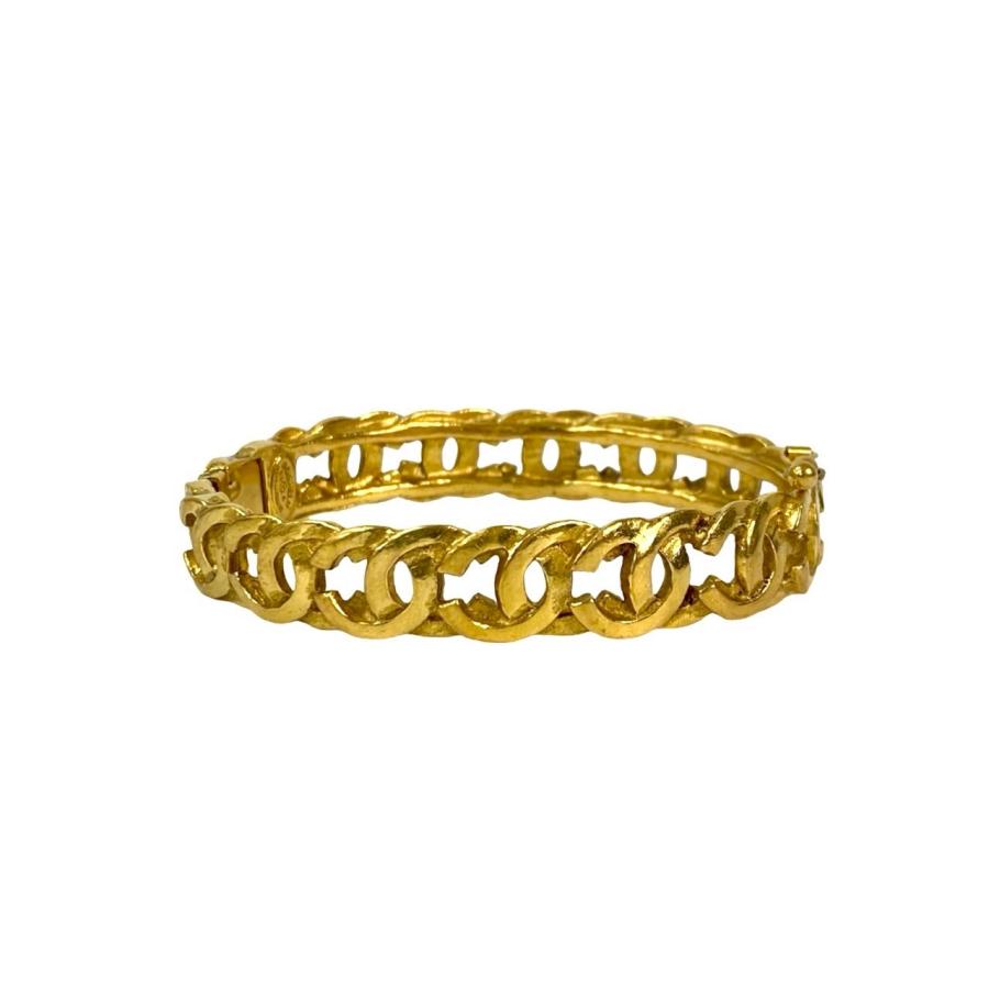 極 美品 箱付き コメ有 95A CHANEL シャネル ヴィンテージ ココマーク GP ブレスレット バングル アクセサリー ゴールド 614-7の画像