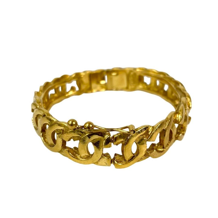 極 美品 箱付き コメ有 95A CHANEL シャネル ヴィンテージ ココマーク GP ブレスレット バングル アクセサリー ゴールド 614-7の画像