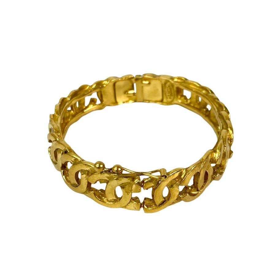 極 美品 箱付き コメ有 95A CHANEL シャネル ヴィンテージ ココマーク GP ブレスレット バングル アクセサリー ゴールド 614-7の画像