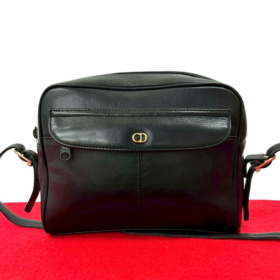 極 美品 Christian Dior ディオール ロゴ 金具 レザー 本革 ミニ