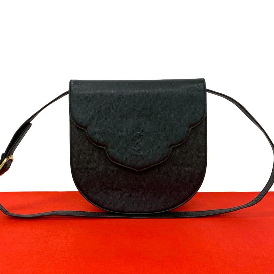 Yves Saint Laurent 黒 レザー ショルダーバッグ Yves Saint Laurent（イヴ・サンローラン） 極 美品 イヴ サンローラン