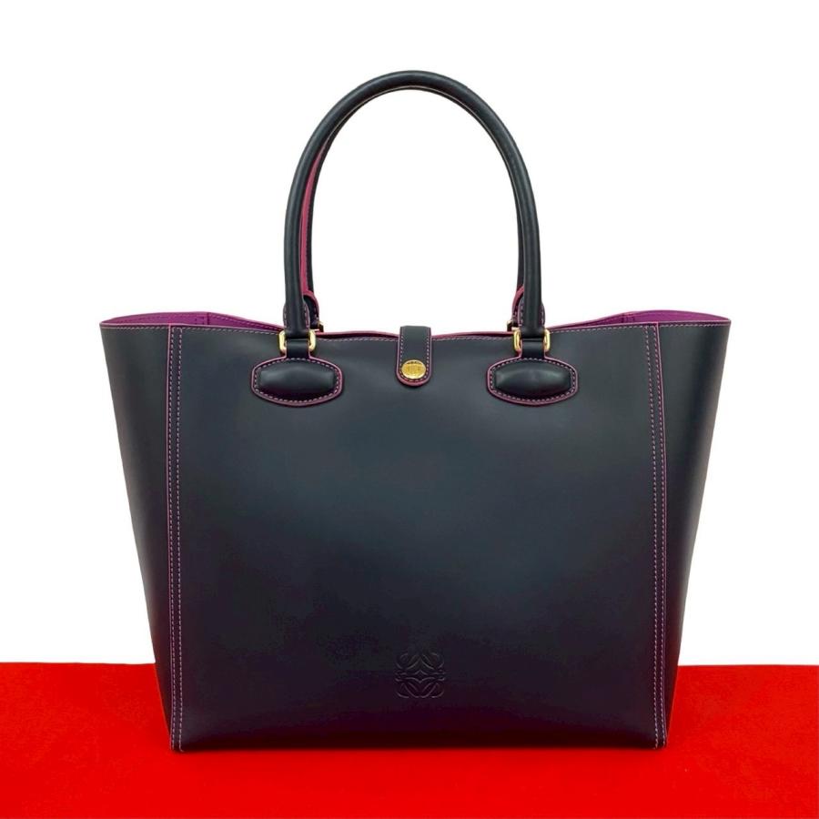 LOEWE（ロエベ） 極 美品 レオ アナグラム ロゴ トートバッグ レザー
