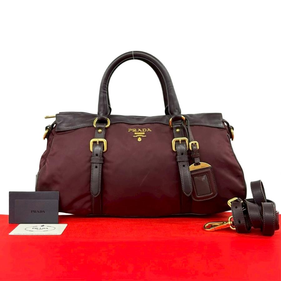 PRADA（プラダ） 極 美品 ロゴ 金具 レザー 本革 テスート ナイロン
