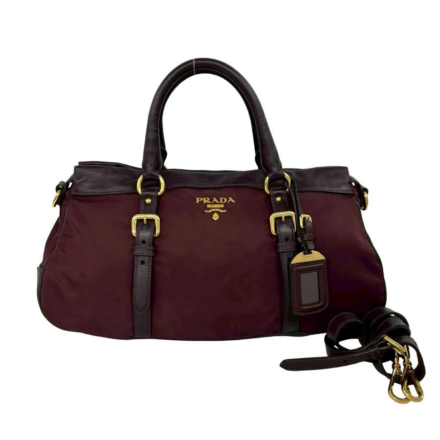 PRADA（プラダ） 極 美品 ロゴ 金具 レザー 本革 テスート ナイロン