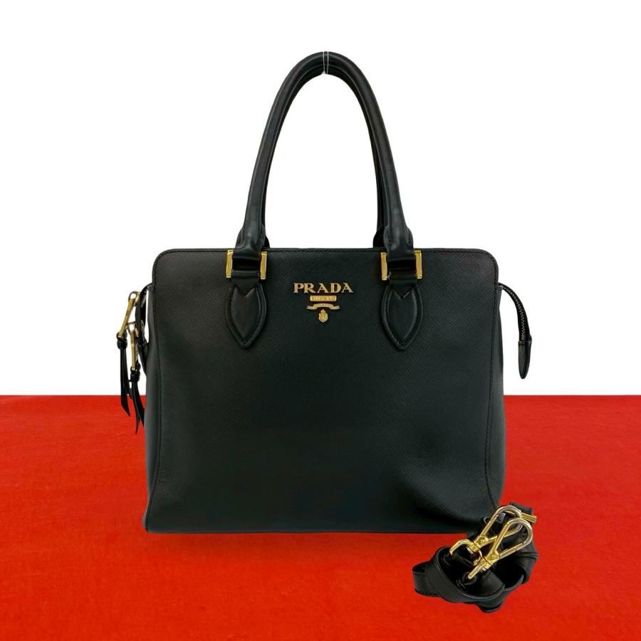 PRADA（プラダ） 極 美品 ロゴ 金具 サフィアーノ レザー 本革 2way 