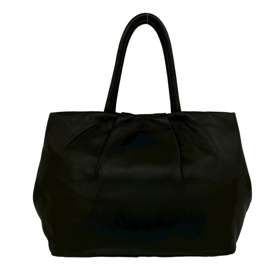 PRADA（プラダ） 極 美品 ロゴ 金具 リボン モチーフ レザー 本革