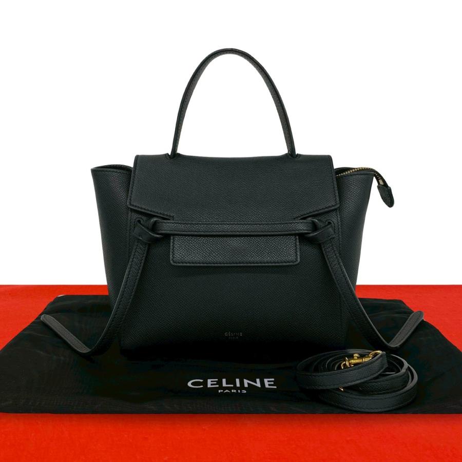 極美品　セリーヌ　ベルトバッグ　マイクロ　ブラック CELINE（セリーヌ） 極 美品 保存袋付き ベルトバッグ ナノ レザー 本