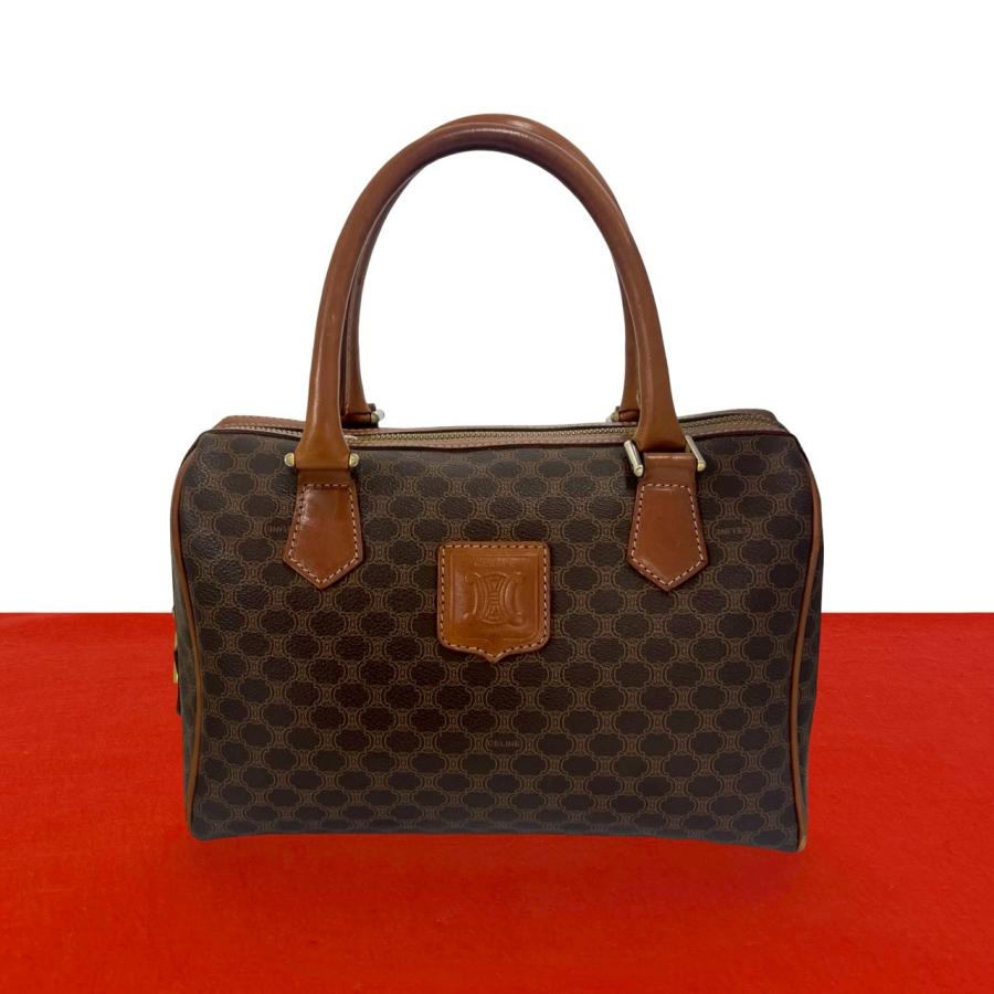 極美品✨️セリーヌ ボストンバッグ トリオンフ マカダム ブラウン レザー 本革 CELINE（セリーヌ） 極 美品 マカダム ブラゾン トリオンフ 柄 ロゴ