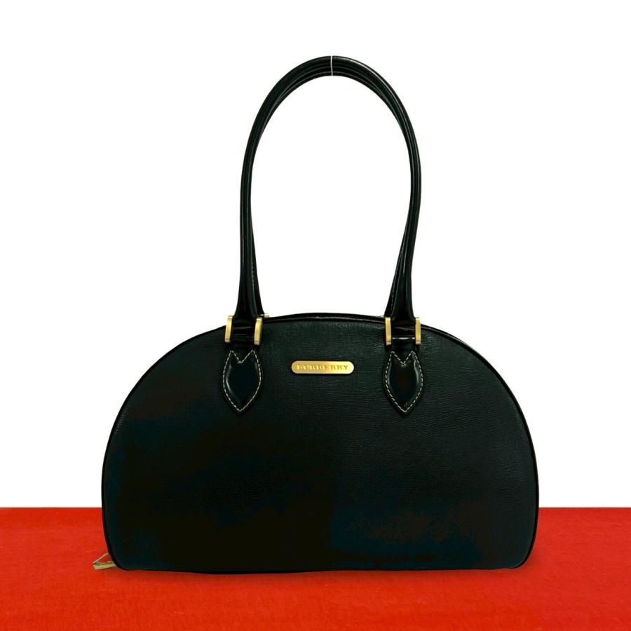 【美品】Burberry バーバリー ハンドバッグ ノバチェック レザー　黒 BURBERRY（バーバリー） 極 美品 希少品 ロゴ 金具 ノバチェック