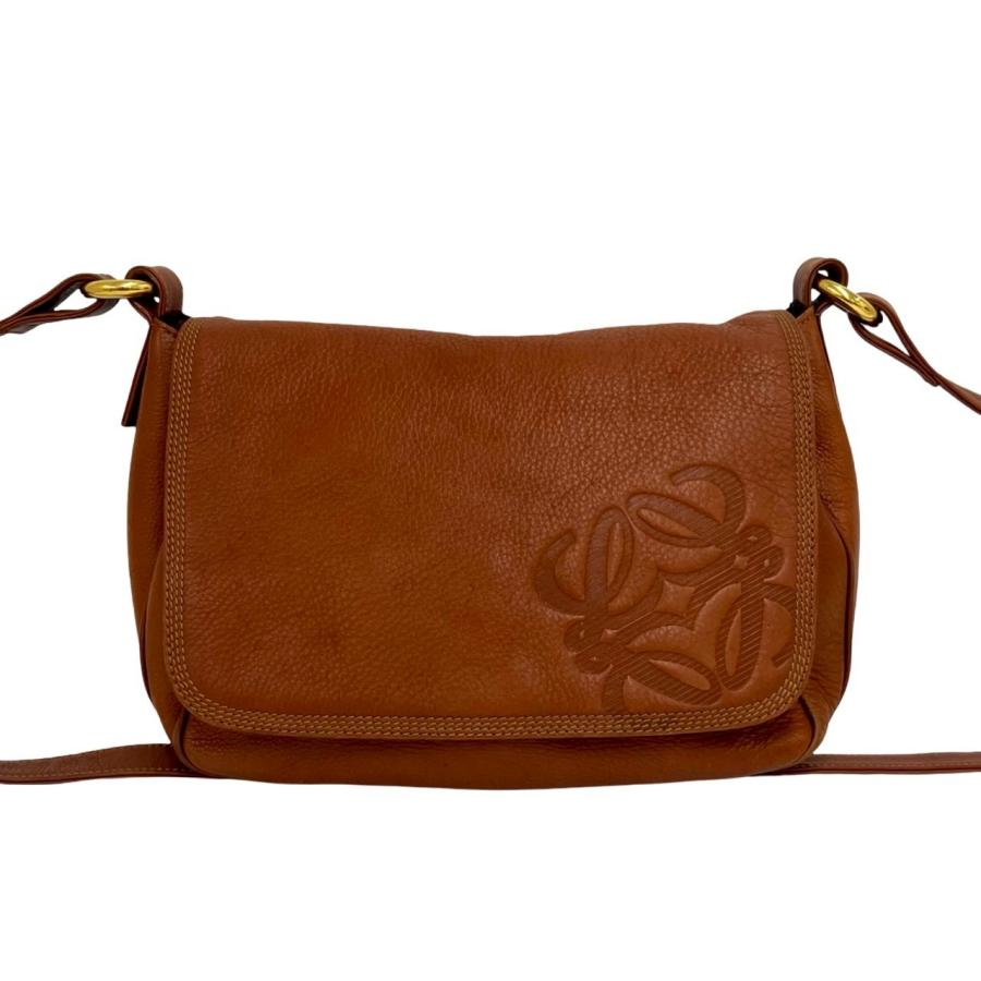 LOEWE レザー ショルダーバッグ アナグラム型押し クロスボディ 