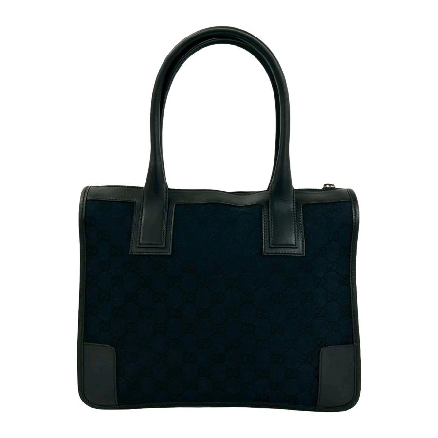 GUCCI GG柄 ハンドバッグ トートバッグ キャンバス レザー 黒色 GUCCI（グッチ） ほぼ未使用 希少品 GG ロゴ 柄 レザー 本革