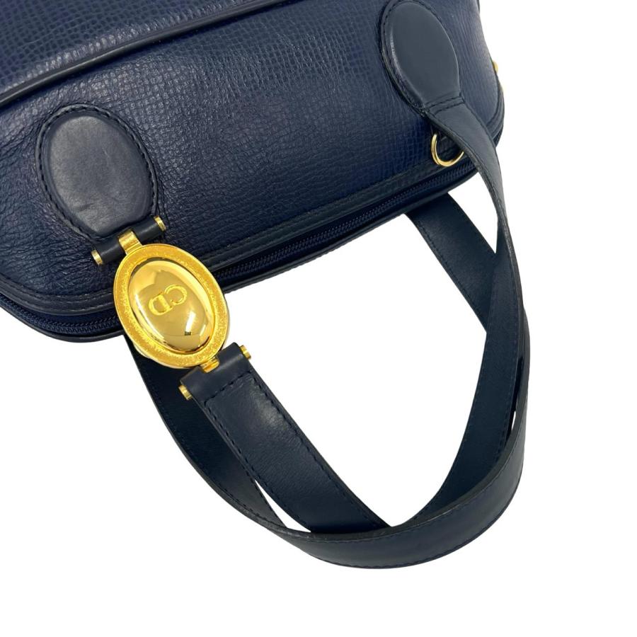 Christian Dior CDロゴ ショルダーバッグ ネイビー 極 美品 Christian Dior ディオール ヴィンテージ CD ロゴ 金具 レザー
