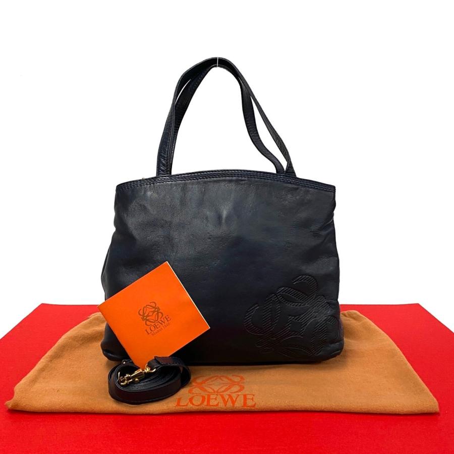 LOEWE 極 美品 袋付き ロエベ アナグラム ロゴ レザー 本革 2way