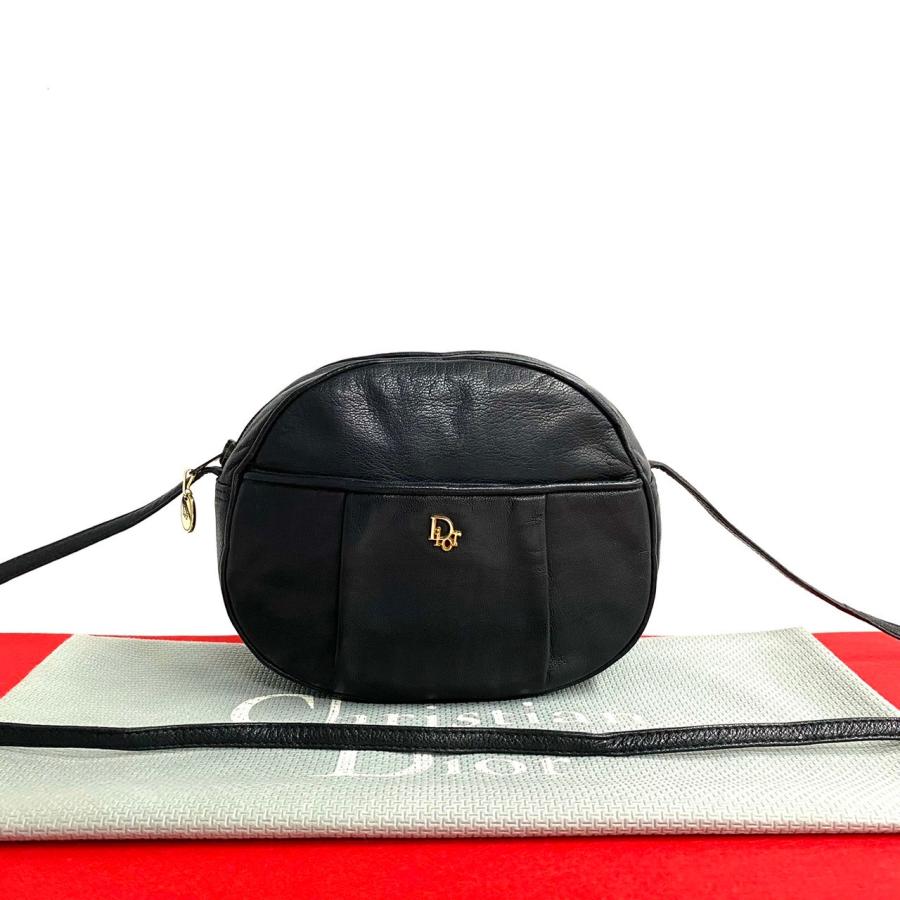 極 美品 クリスチャンディオール ロゴ レザー ショルダーバッグ