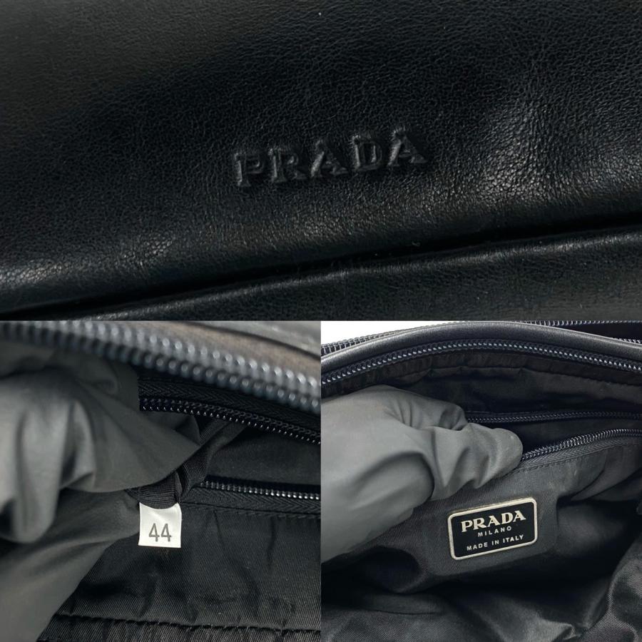 PRADA（プラダ） ほぼ未使用 希少品 ロゴ レザー 本革 ナイロン ボディ