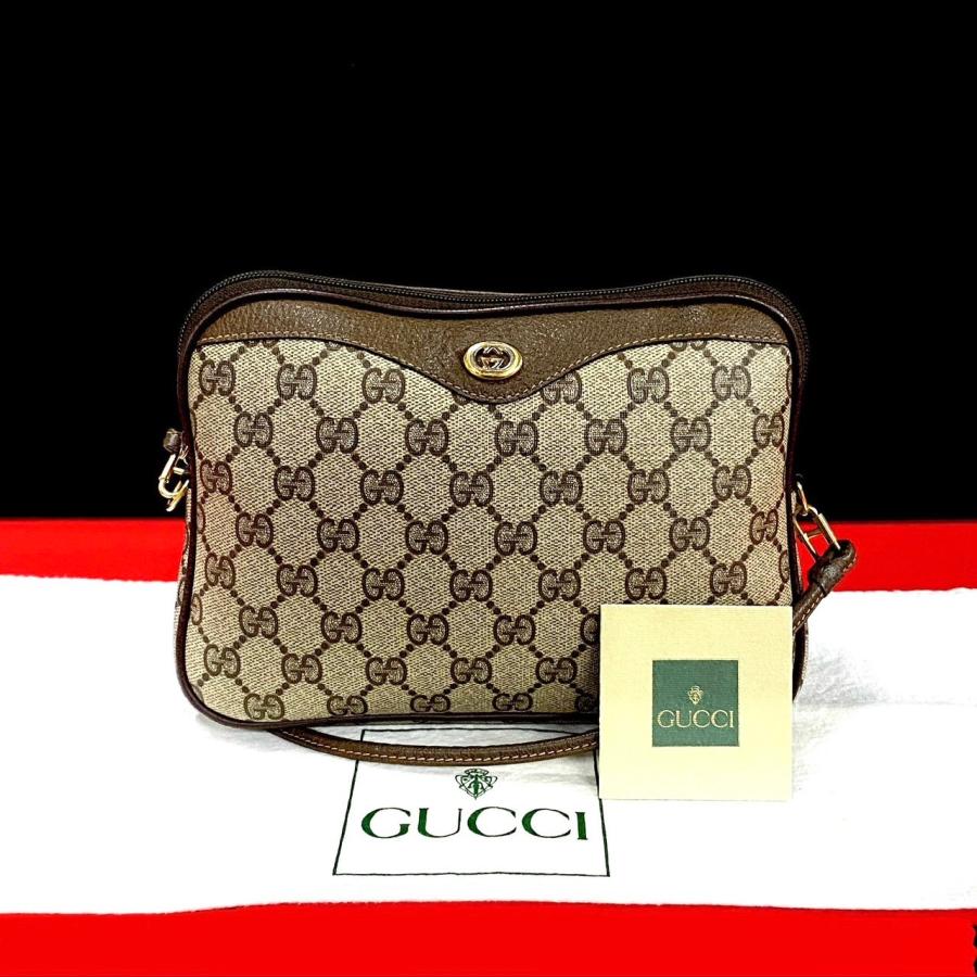 極 美品 GUCCI グッチ オールドグッチ ヴィンテージ GG ロゴ レザー 本 