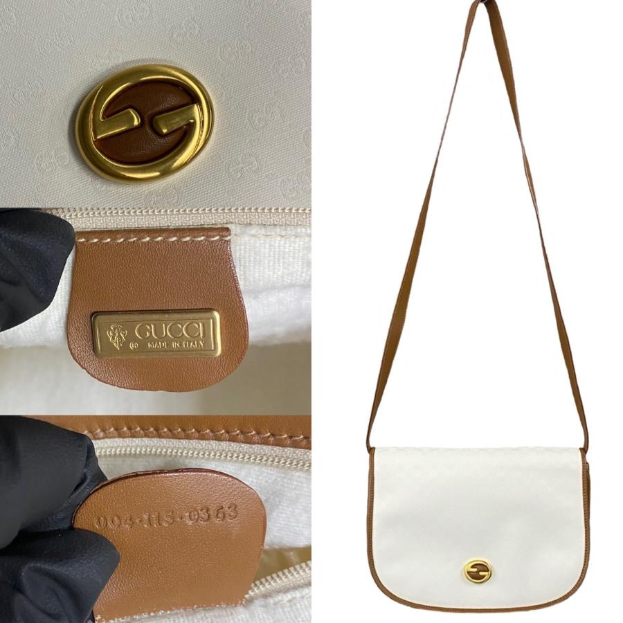 希少【GUCCI】ショルダーバッグ　マイクロGG ゴールド金具　ホワイト 極美品 希少【GUCCI】ショルダーバッグ マイクロGG ゴールド金具