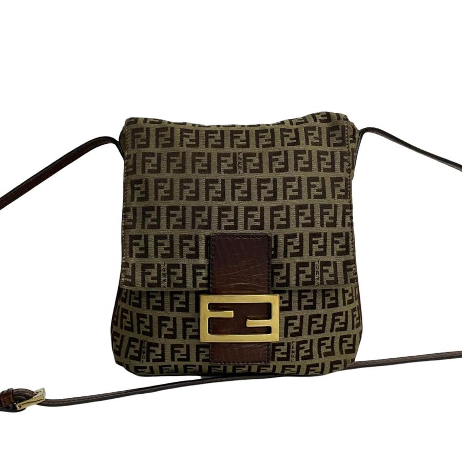 FENDI（フェンディ） 極 美品 ズッキーノ FF 柄 レザー 本革 ナイロン 