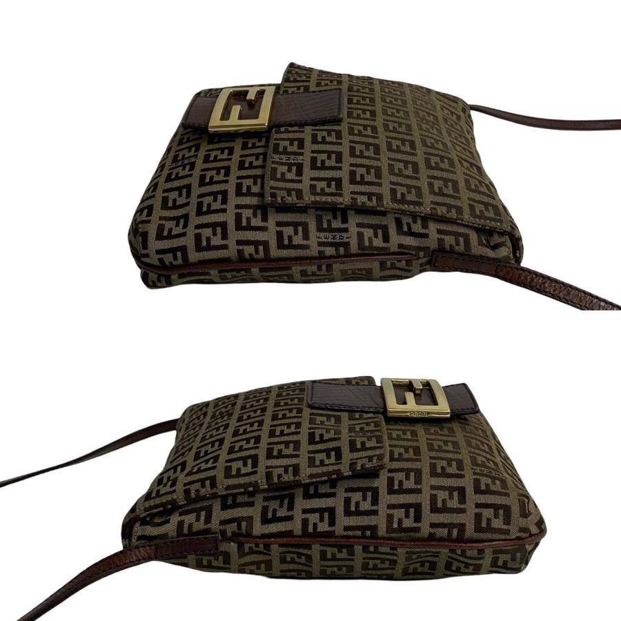 FENDI 極 美品 フェンディ ズッキーノ FF 柄 レザー 本革 ナイロン 