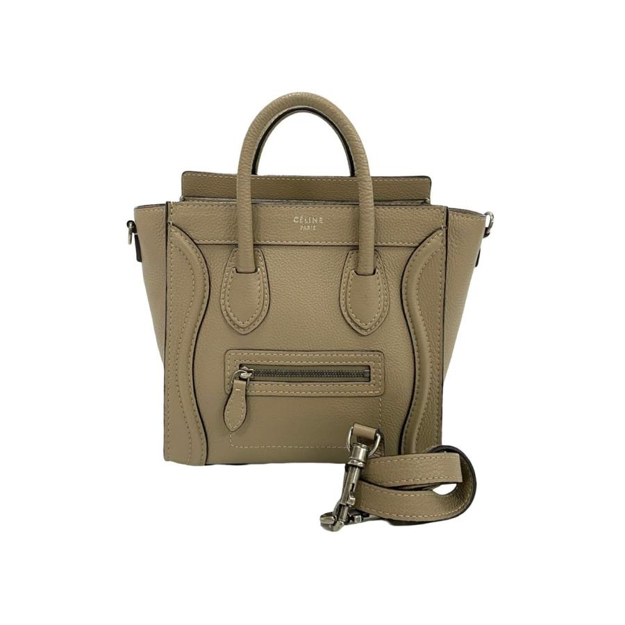 CELINE ほぼ未使用 セリーヌ ラゲージ ナノ ロゴ レザー 本革