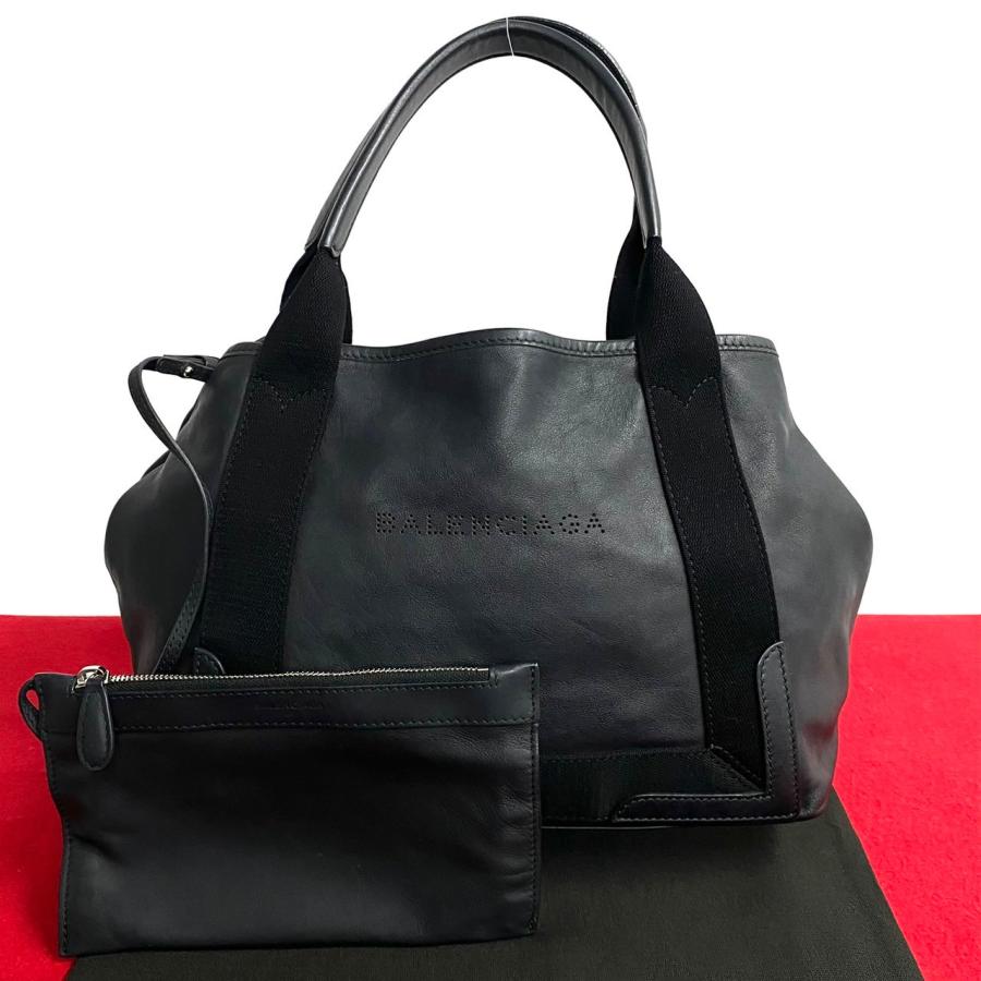 ほぼ未使用✨バレンシアガ ネイビーカバスXS レザー 2WAYハンドバッグ 黒 BALENCIAGA（バレンシアガ） バッグ ネイビーカバス XSサイズ NAVY