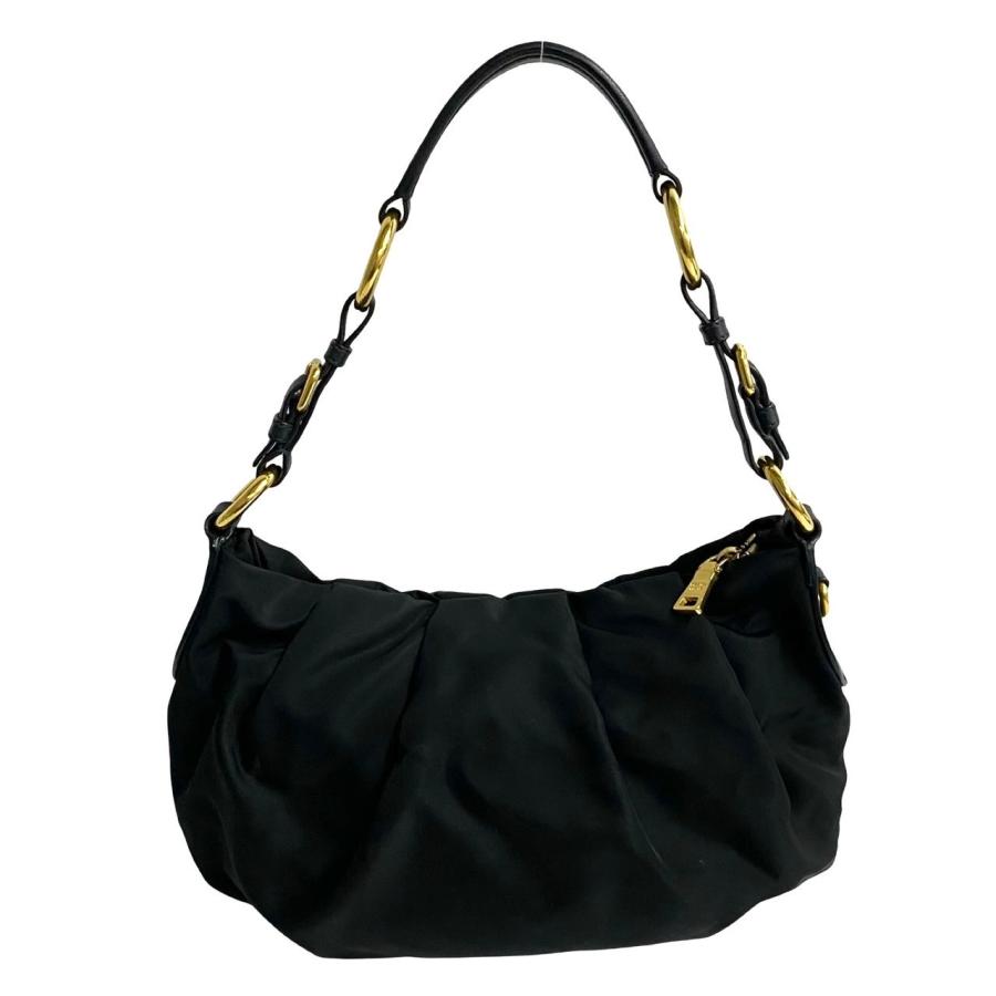 極 美品 カード付 PRADA プラダ 三角ロゴ ゴールド 金具 ナイロン 