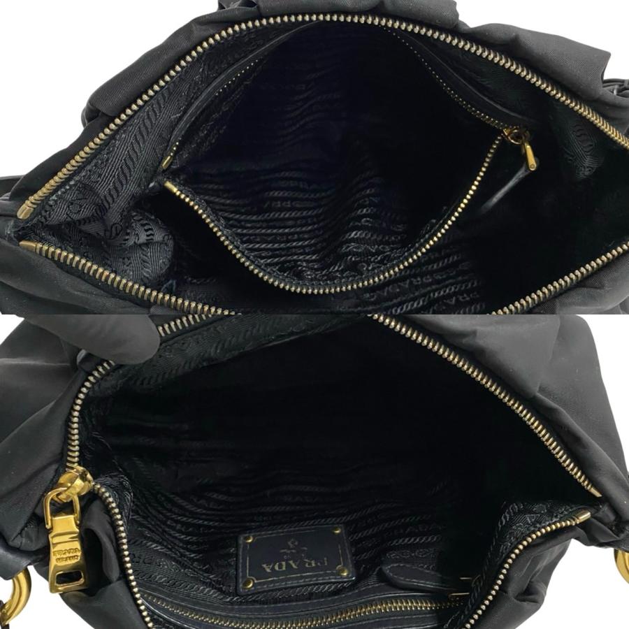 極 美品 カード付 PRADA プラダ 三角ロゴ ゴールド 金具 ナイロン 