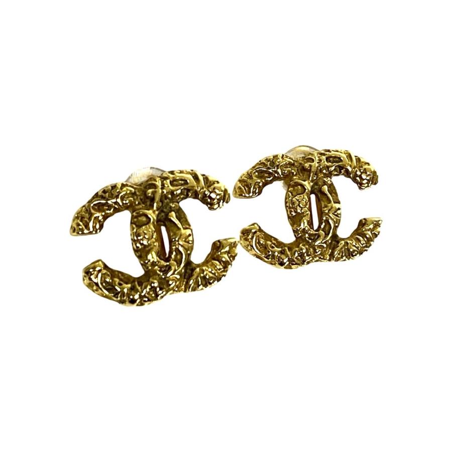 極 美品 保存箱付 コメ有 95A CHANEL シャネル ヴィンテージ ココマーク 溶岩 GP イヤリング イヤーカフ アクセサリー ゴールド h85-2の画像