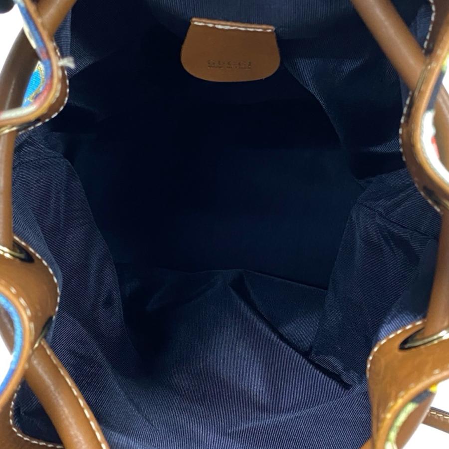 GUCCI（グッチ） 極 美品 袋付 シモ 総柄 レザー 本革 キャンバス 巾着