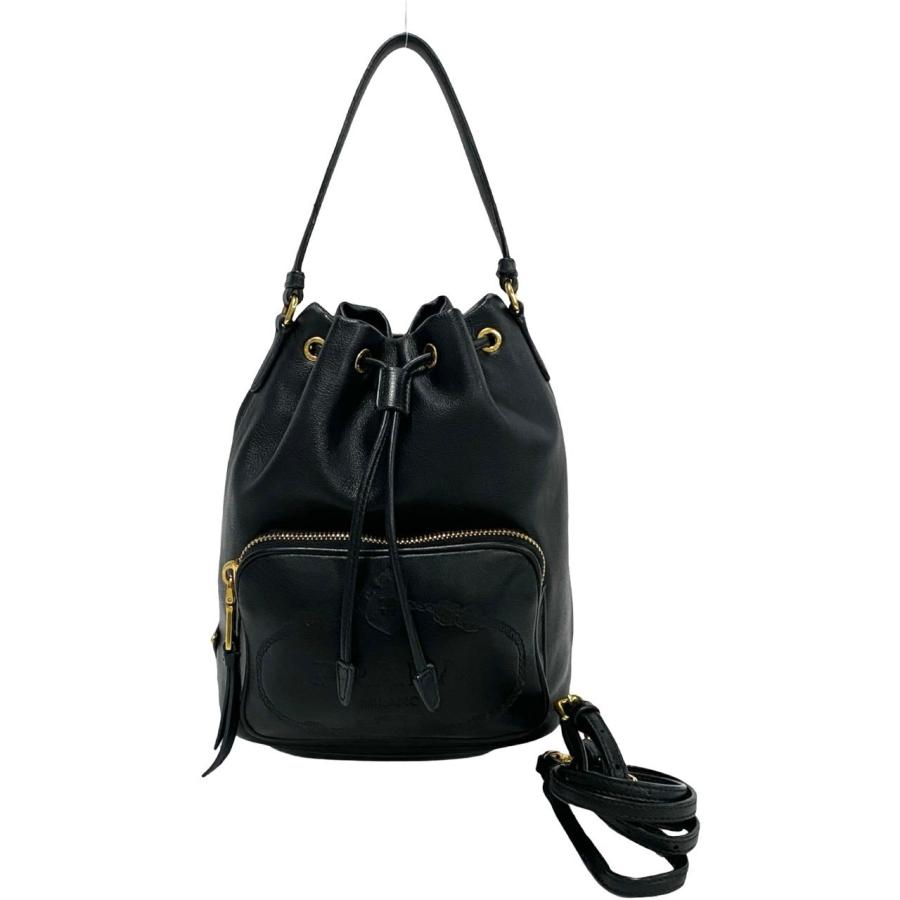 PRADA 極 美品 希少品 プラダ デュエット 三角ロゴ 金具 レザー