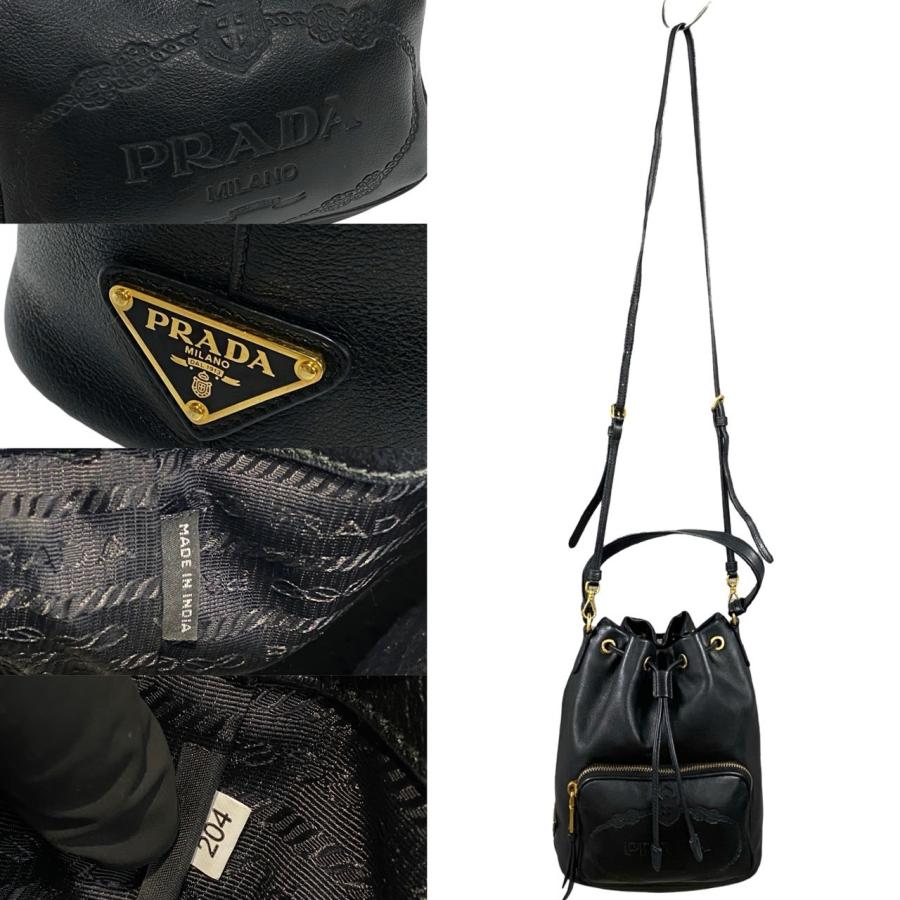 PRADA 極 美品 希少品 プラダ デュエット 三角ロゴ 金具 レザー