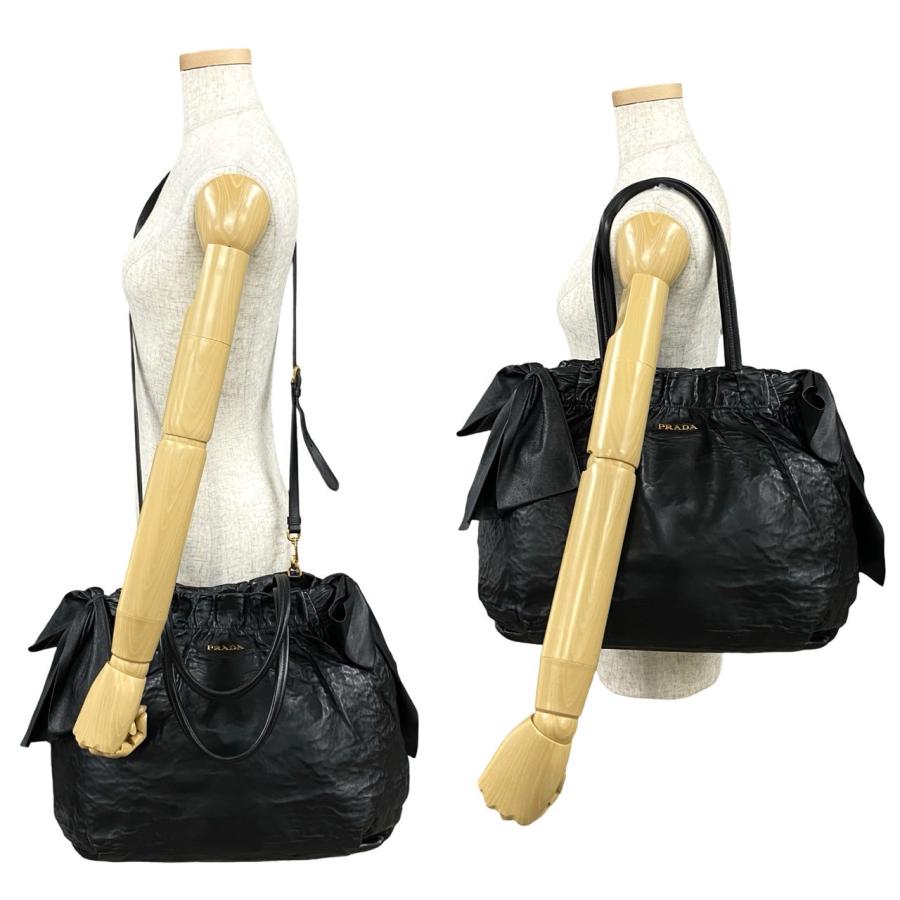 PRADA ほぼ未使用 袋付き 希少品 プラダ ロゴ金具 レザー 本革 2way  