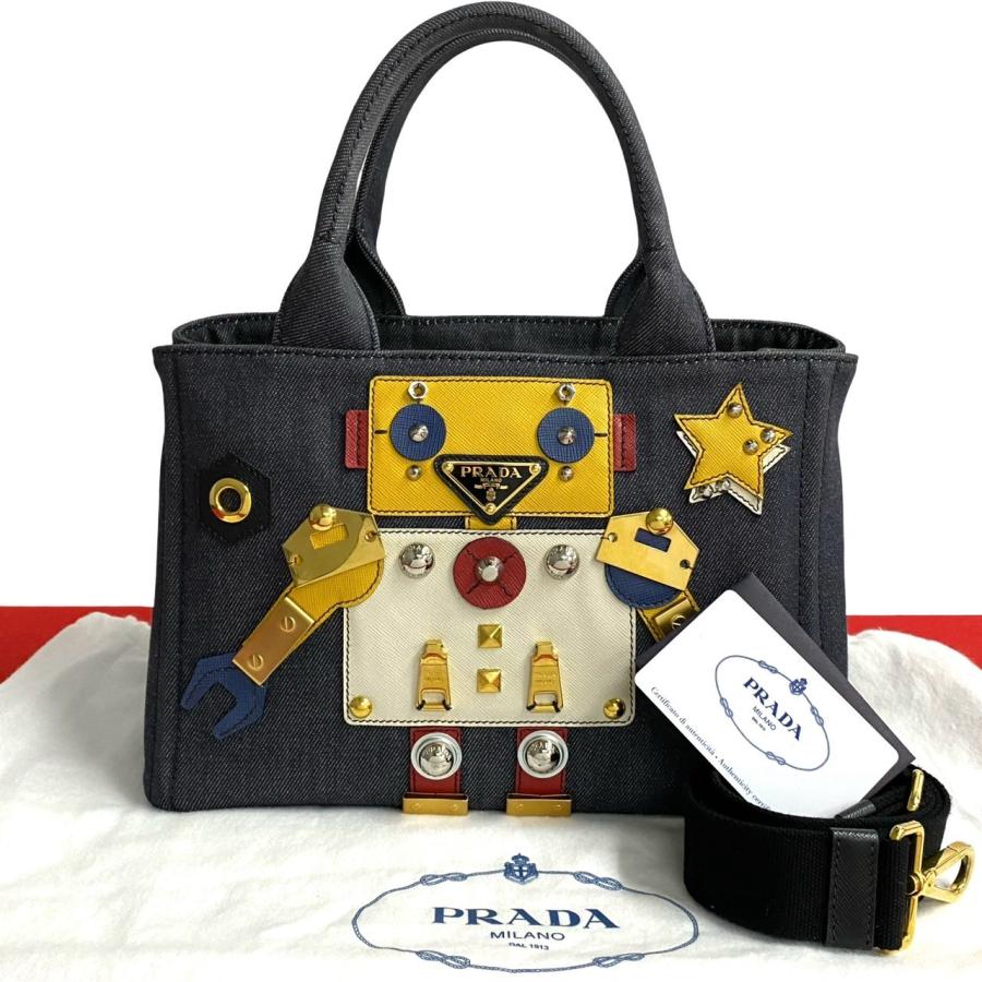 PRADA 極 美品 袋付 プラダ カナパ ロボット 三角ロゴ 金具 PRADA 極 美品 袋付 プラダ カナパ ロボット 三角ロゴ 金具
