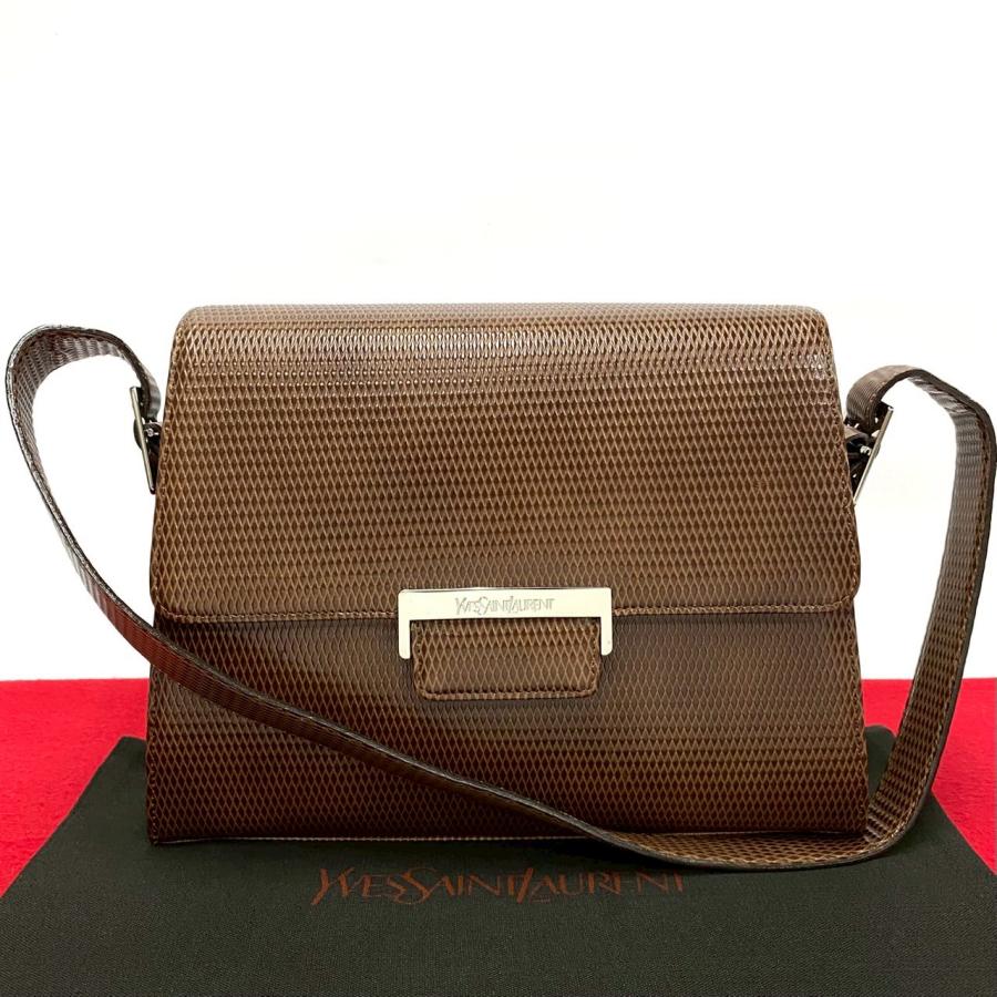 イヴサンローラン ブラウン ビンテージ ショルダーバッグ 極美品