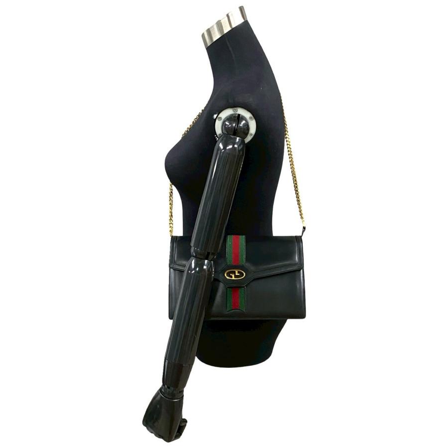 【美品】グッチ　シェリーライン　ショルダーバッグ　ゴールド金具　カーフレザー　紺 GUCCI 極 美品 グッチ オールドグッチ シェリーライン GG ロゴ