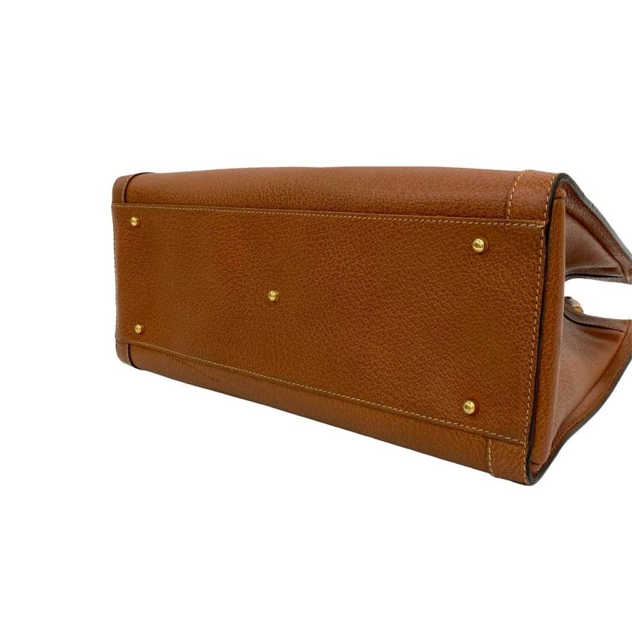 オールドグッチ バンブー レザー トートバッグ ブラウン内部粉吹き全体 オールドグッチ バンブー レザー トートバッグ ブラウン内部粉